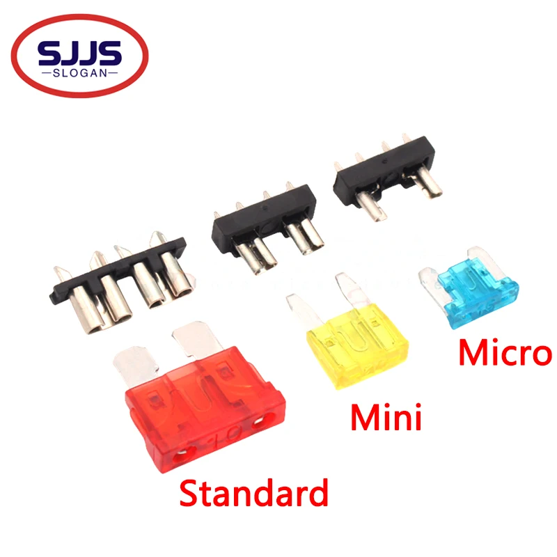 10PCS Car Fuse Holder PCB Board Standard Mini Micro Small Blade Auto Automotive Boat 32V For PCB Board Safety Clip Insertion Typ