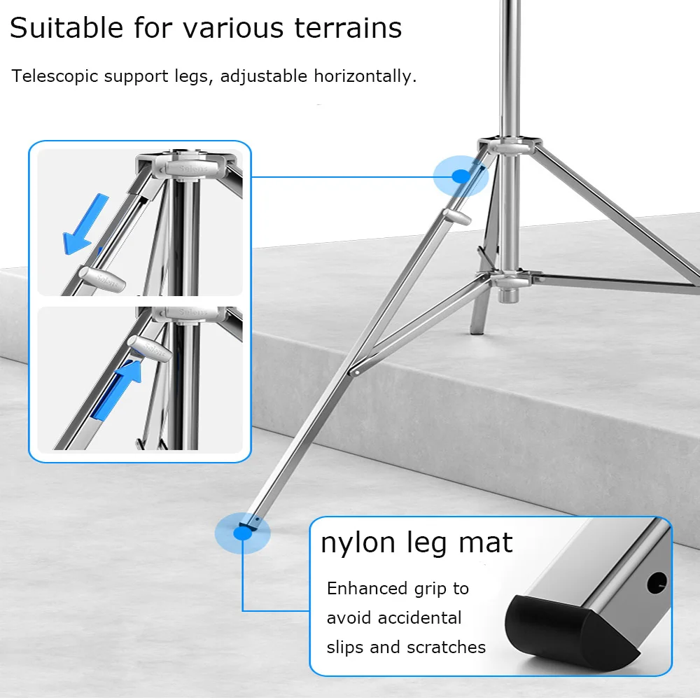 Selens Foldable Heavy Duty Light Stand Tripod Stainless Steel Anti-slip Lamp Holder Studio Photo Kits Background Stand Tripe 삼각대