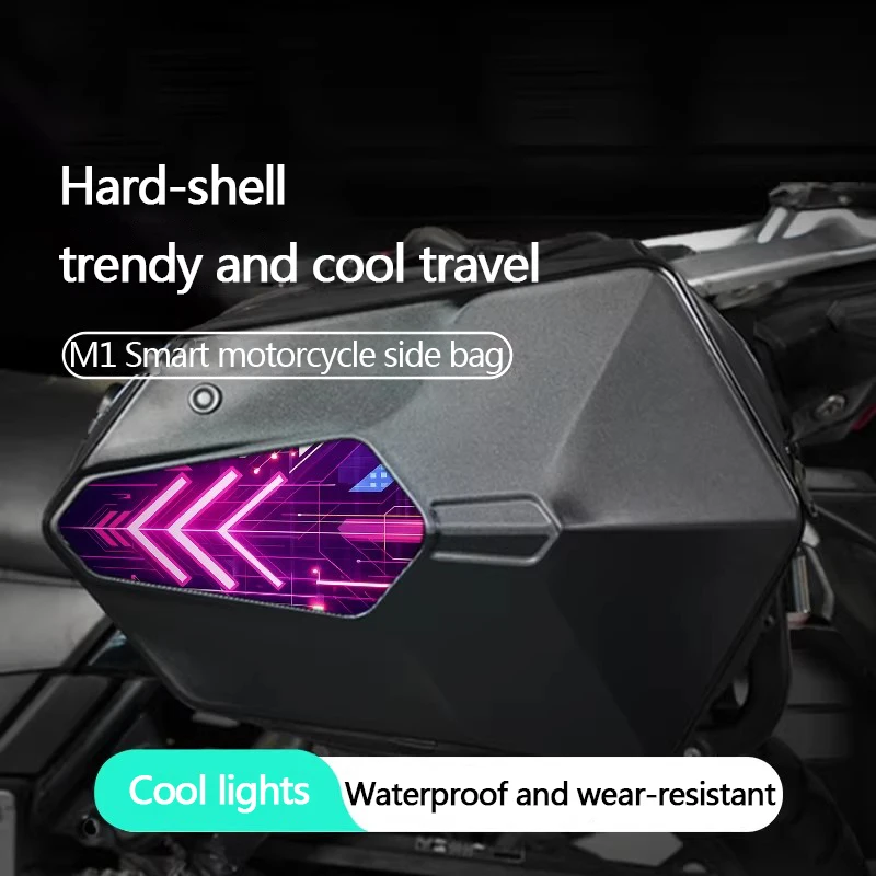 The multi-functional LED cool motorcycle side bag, anti-theft side bag, hard shell tail bag, waterproof and wear-resistant