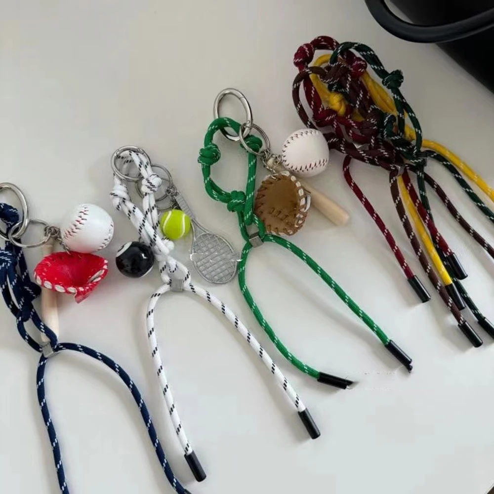 Original Designed Key Chain With Badminton Decor Sporty Style Bag Pendant Korean Y2K Nylon Handmade Rope Keychain Pendant Gift