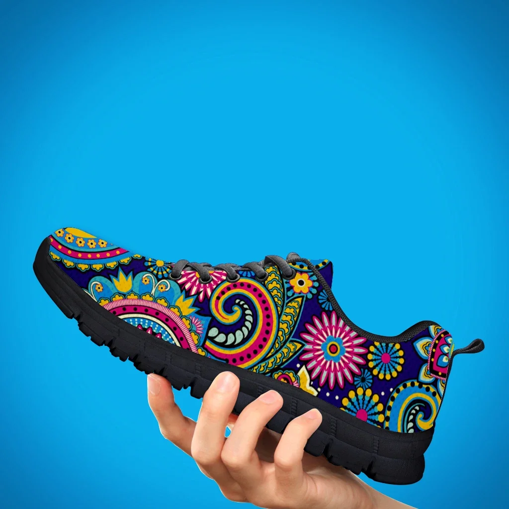 Luxury Brand Bohemia Mandala Flower Print Casual Sneakers for Women Comfortable Air Flat Shoes Femme Lace up Zapatos