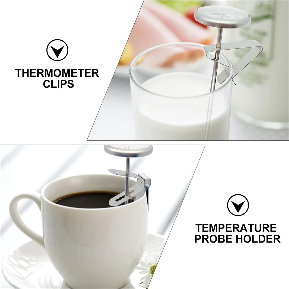 

6Pcs Coffee Thermometer Clamps Metal Probe Holder Clips for Cup Fast Heat Reading Lightweight Storage Convenient Brewing