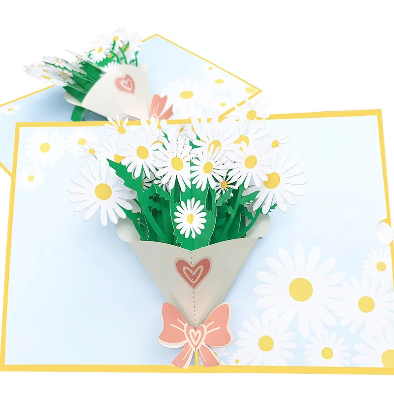 

Lilies Of The Valley 3D Pop Up Card Wholesale Paper Flowers Handmade Hot Product Custom Flowers Greeting With Envelope