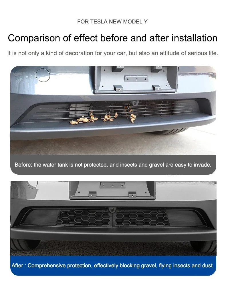 For Tesla Model Y Juniper Front Bumper Grill Mesh Air Inlet Vent Cover Grille Guards Protector New Model Y 2025 Anti-insect Net