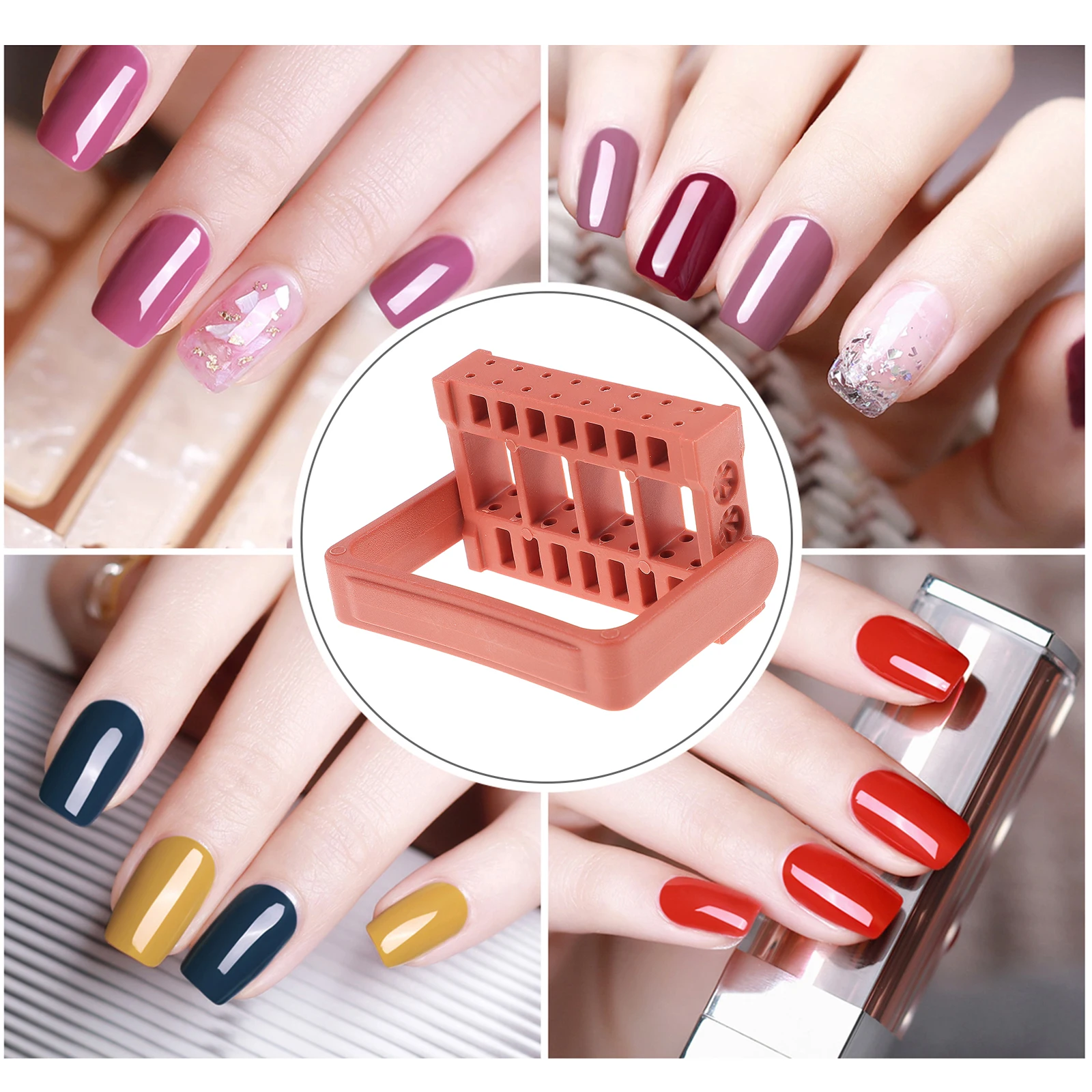 

16 Holes Nail Grinding Tool Box Storage Organizer for Drill Bits Acrylic Manicure Accessories Durable Professional Home Use