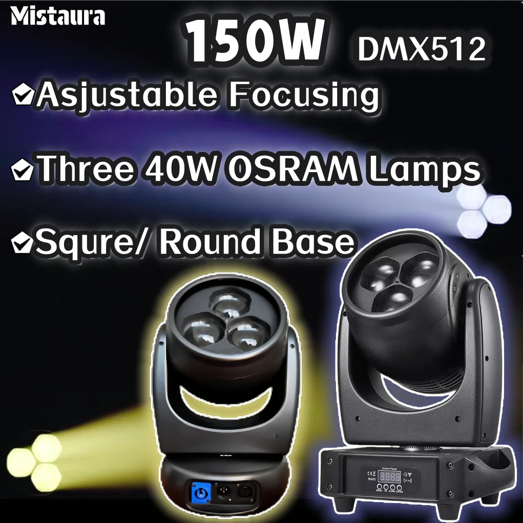 

150W Beam 7R Moving Head Light 3 OSRAM Lamps Adjustable linear Focusing Rotary Prism RGB LED DMX512 Stage Lighting for DJ Disco