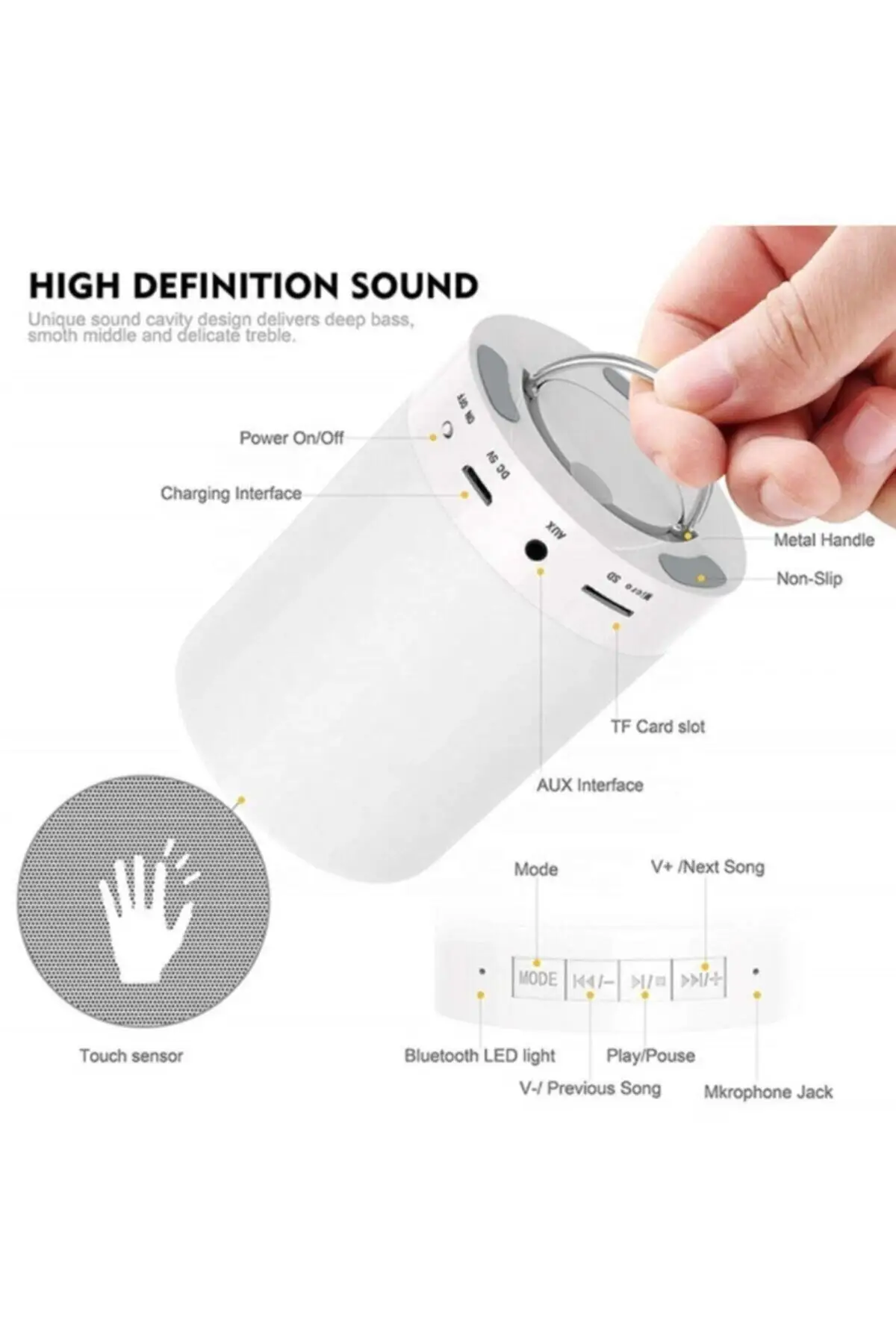 Lámpara táctil de luz nocturna, altavoz inalámbrico con Bluetooth, carga Usb, colorido, multifuncional, tendencia 2022