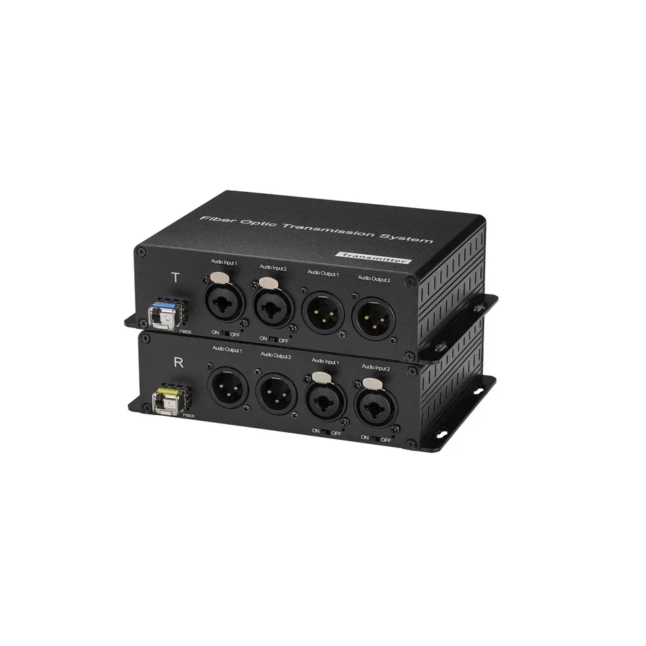 48V Phantom Bi-Directional XLR Analog Audio Fiber Optic Extender Over FC Connector