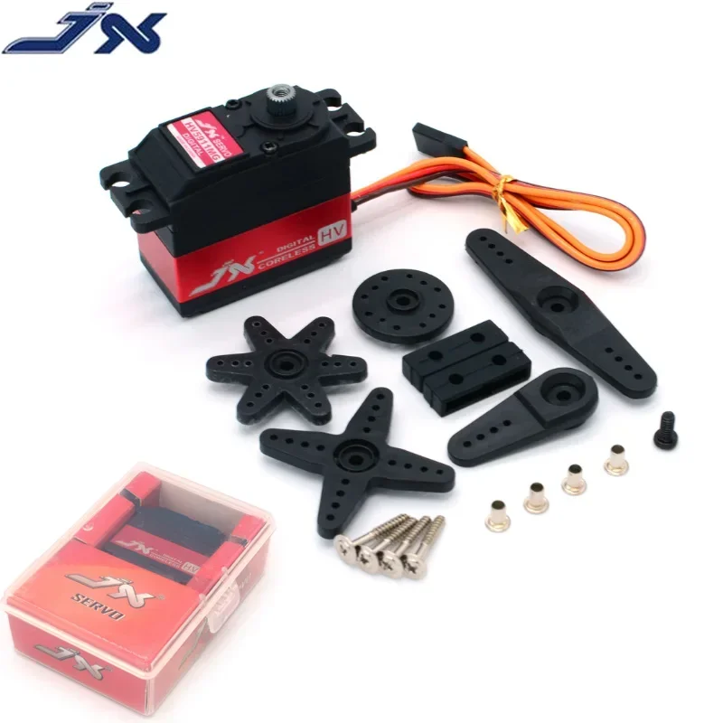 

JX PDI-HV5911MG 11 кг Высокоточный цифровой стандартный сервопривод с металлической шестерней и высоким напряжением без сердечника