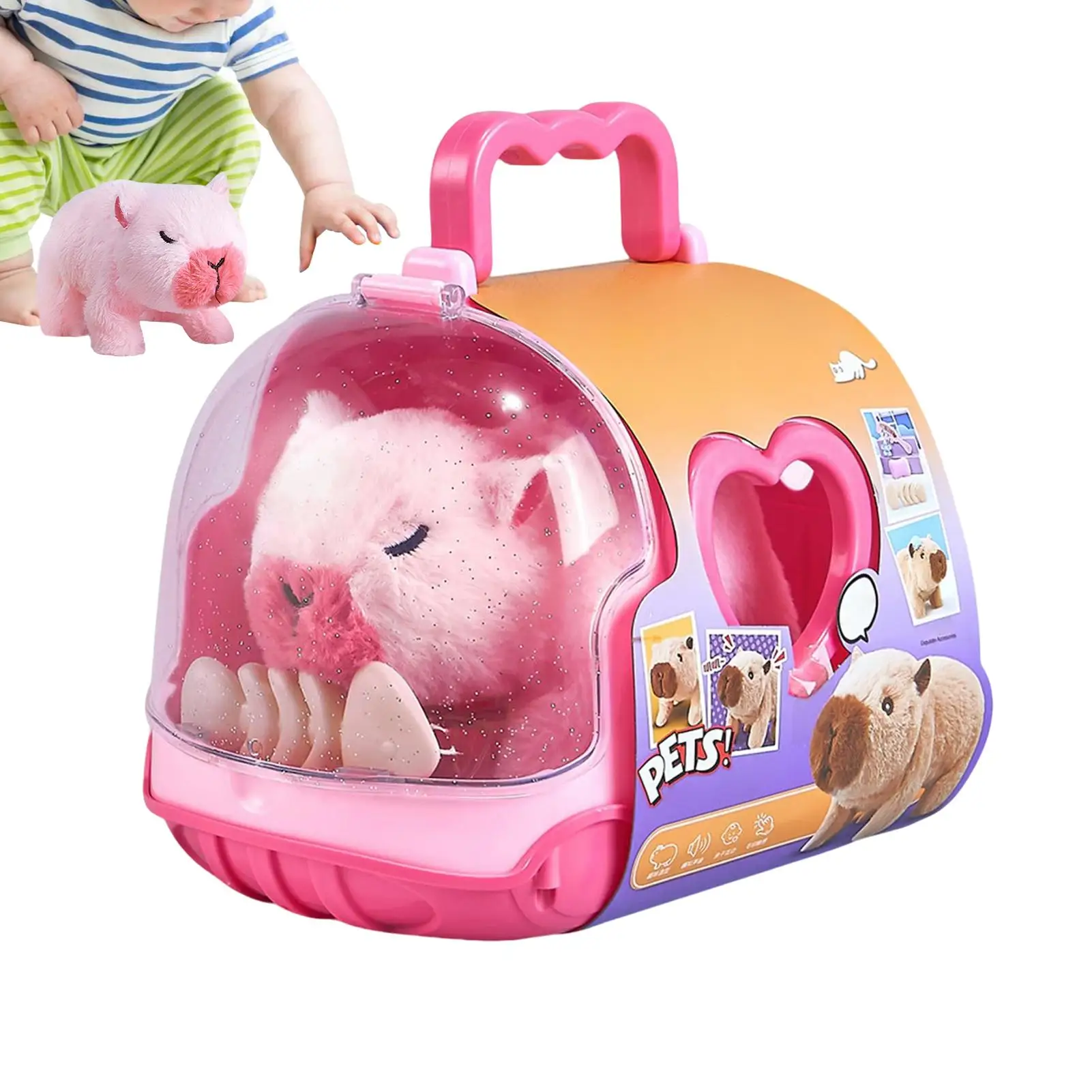 Brinquedos de pelúcia interativos som e luz andando boneca elétrica bonito capivara pelúcia para criança adulto jovem menina menino casa playroom