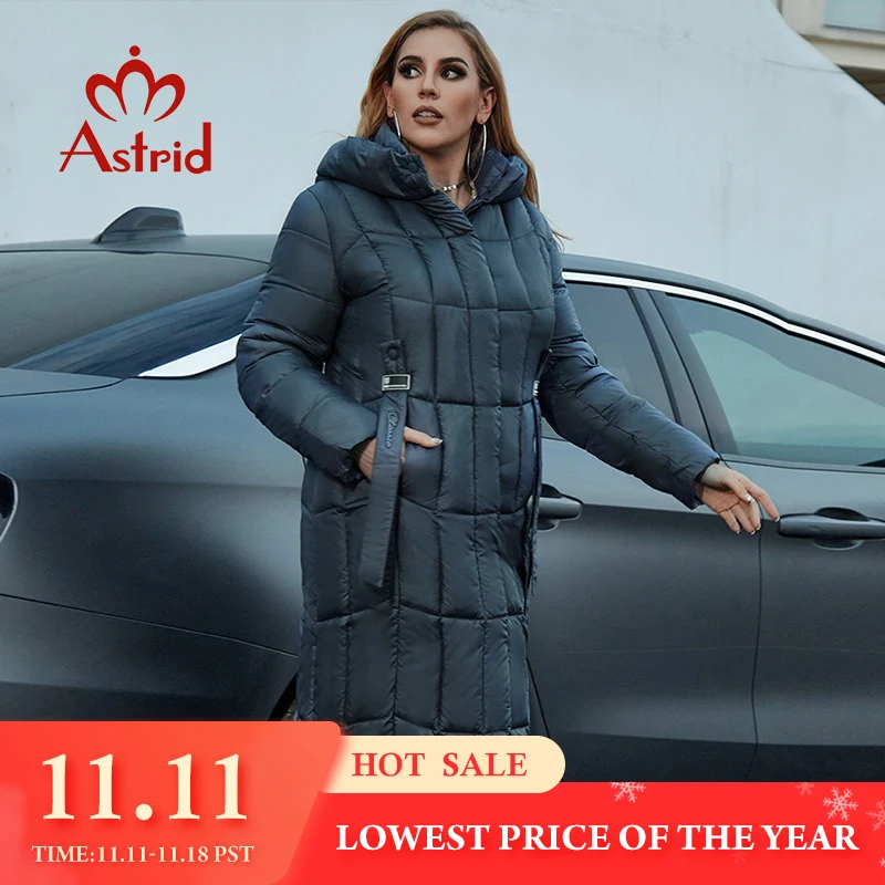 Astrid 2022 New Winter Women's coat women long warm parka Plaid fashion thick Jacket hooded Plus size female clothing 9546