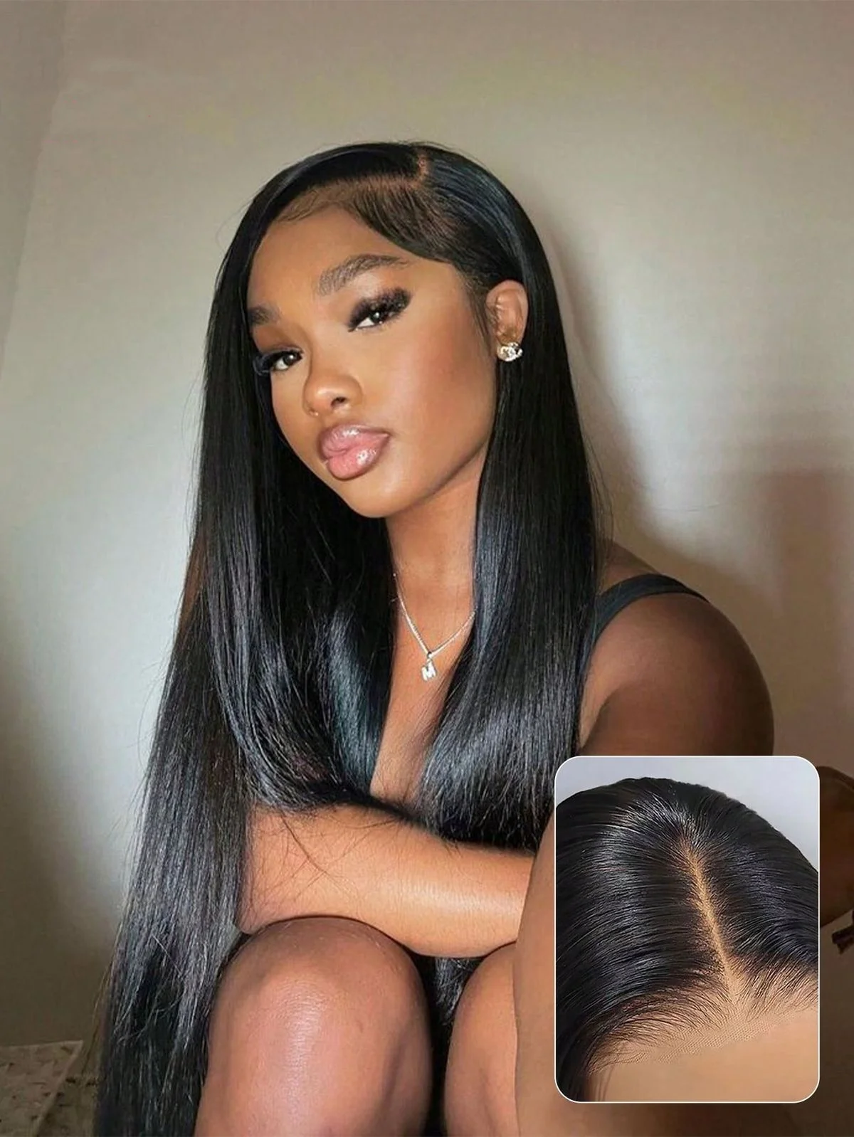 

Straight Lace Front Wigs 13x4 Lace Frontal Wigs 200 Density HD Transparent Human Hair Natural Black Pre Cut Straight