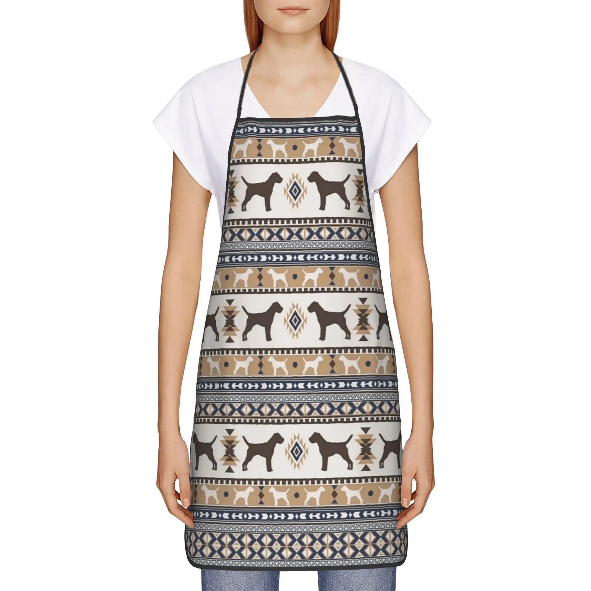 Boho dogs  Border terrier tan Apron  Manicure Work Kitchen Accessories Household Custom Aprons without Pocket
