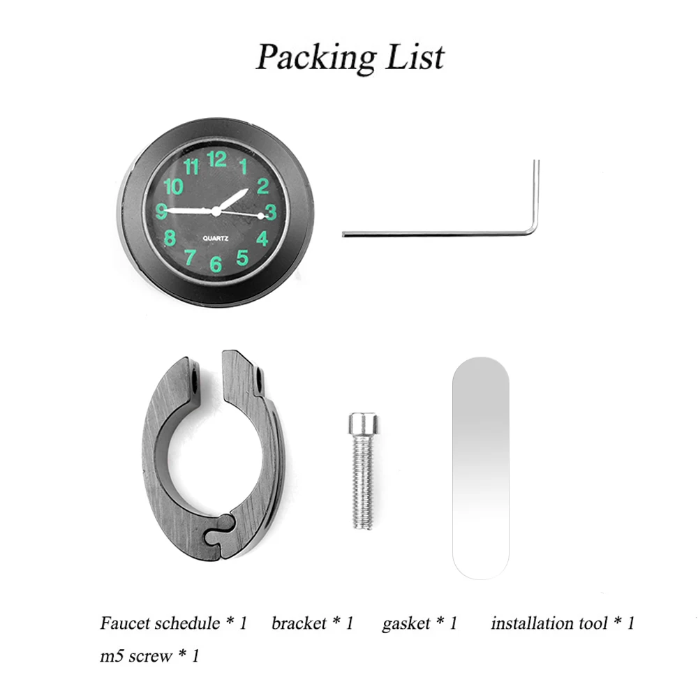 Motorcycle Handlebar Clock Durable Stainless Steel Refit Night Vision Waterproof Shockproof Buckle Watch For Motobike Bicycle image 5
