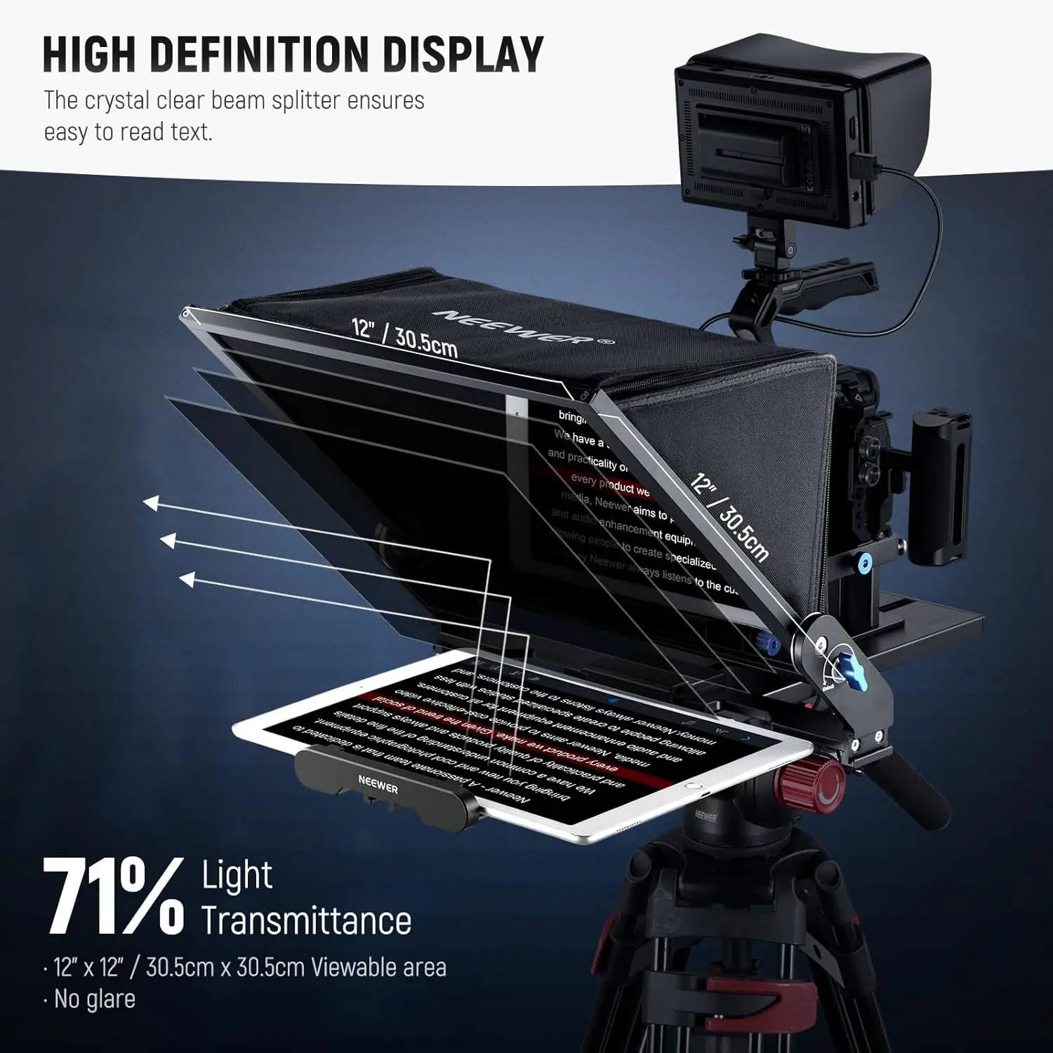 

NEEWER Teleprompter X17 II with RT113 Remote/APP Control, 17" HD Beamsplitter All Metal Frame Upgraded Camera Mount QR Plate