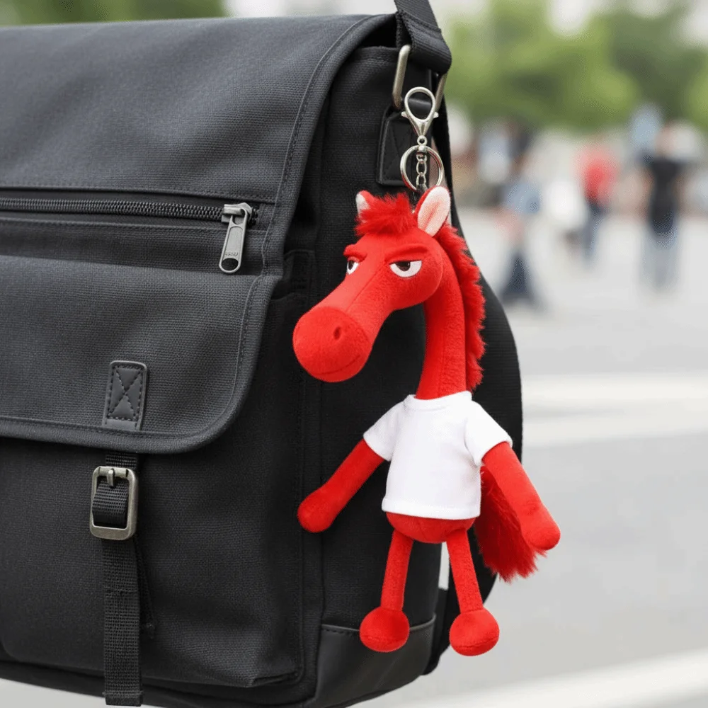 Funny Creative Dark Horse Keychain Cute Mascot Simulation Horse Chinese Style Soft Zodiac Pony Figurine Christmas Gift