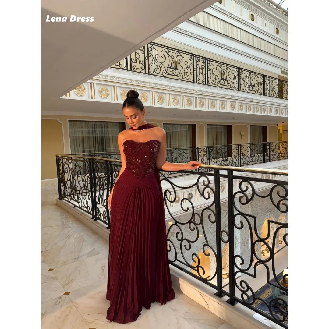 

Lena Claret Elegant Evening Dresses for Woman Luxury Evening Dresses 2025 Robe De Cocktail Femme Custom Made Ball Gowns Shiny