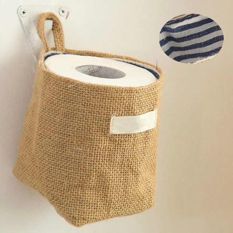Fashion Storage Box Jute Cotton Sundries Basket Mini Desktop Storage Bag Hanging Box