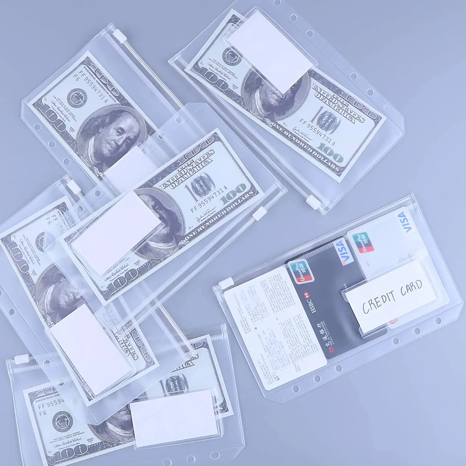 12PCS A6 PVC Binder Pockets with Label Pocket, Cash Budget Zipper Envelopes Binder Pouches Folders for A6 6-Ring Notebook Binder