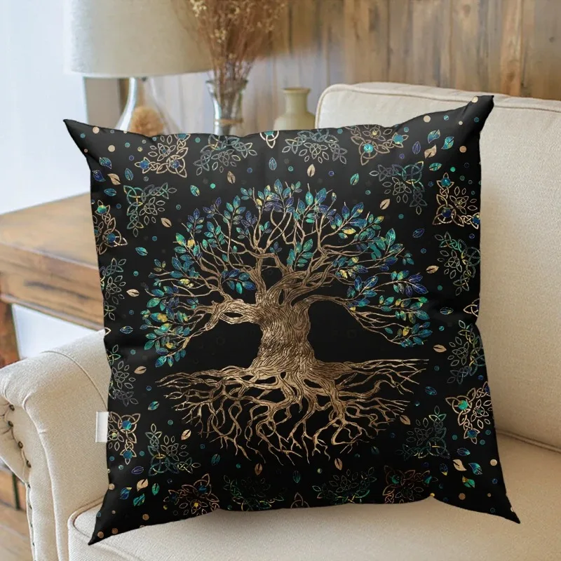 Tree of Life Series Cushion Cover Pillowcase Modern Living Room Sofa Decorative Cover Plant Flower Pattern Pillowcase