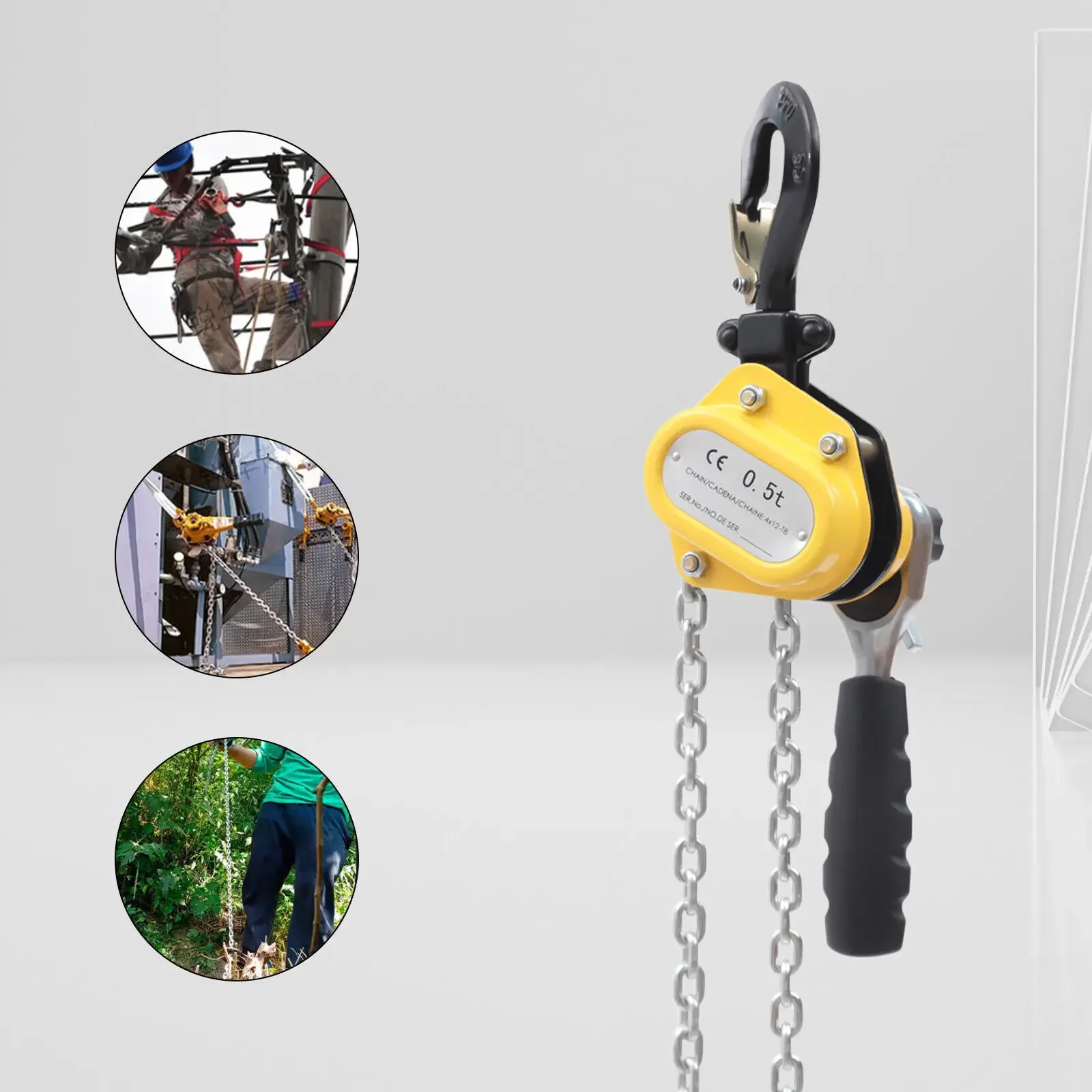 

Heavy-Duty Mini Ratchet Come Along Puller - 500 lbs Load Capacity & 10FT G80 Chain