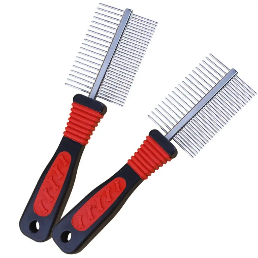 Stainless Steel Dog Grooming Comb New Removing Tangles Long Hair Pet Steel Comb Metal Round Teeth Double Sided Comb Pet