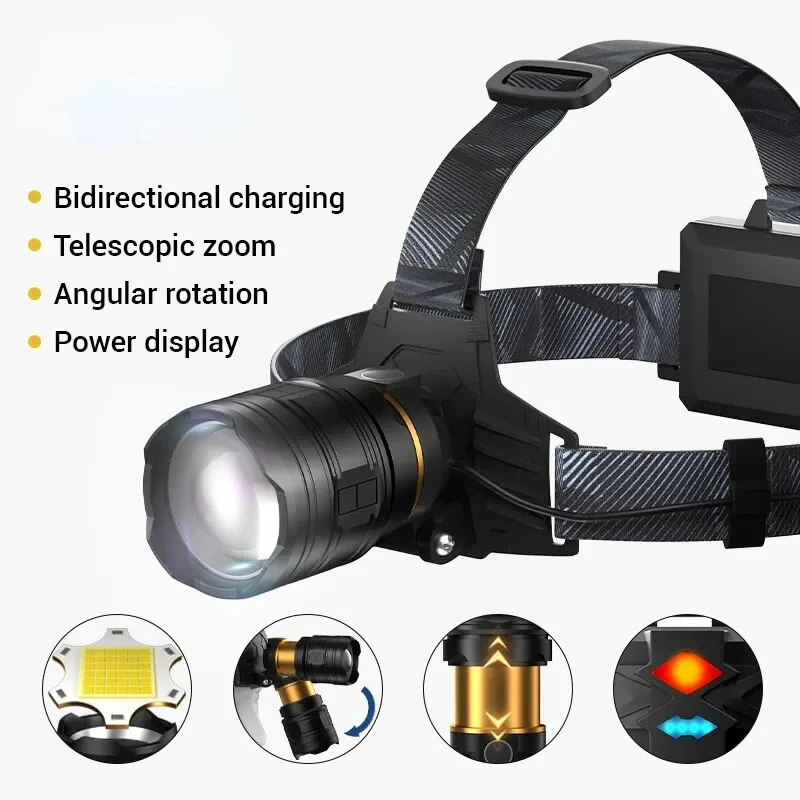 

Мощный XHP360 36-ядерный налобный фонарь 18650, перезаряжаемый налобный фонарик ZOOM, мощный налобный фонарь, фара для рыбалки