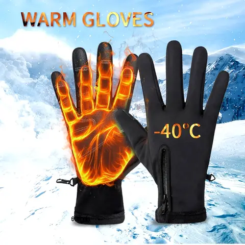 Motorcycle Gloves Winter Thermal Fleece Lined Winter Cold-proof Full Finger Military Glove Waterproof Riding Accesso