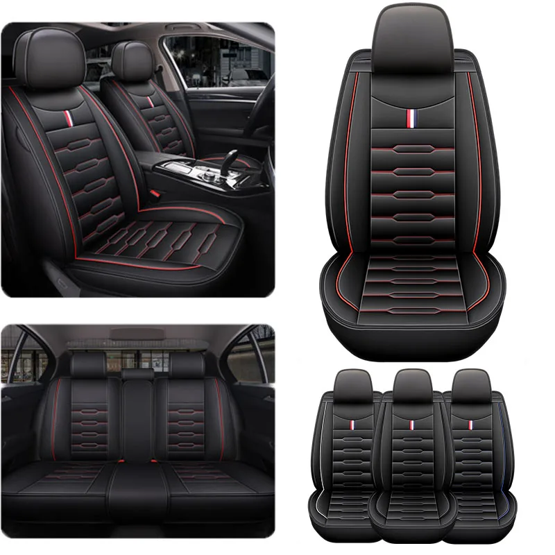 

5- Seater Full Seat Universal Car Seat Cover, Breathable and Waterproof Faux Leather Automotive Seat Covers for Cars SUV Sedan