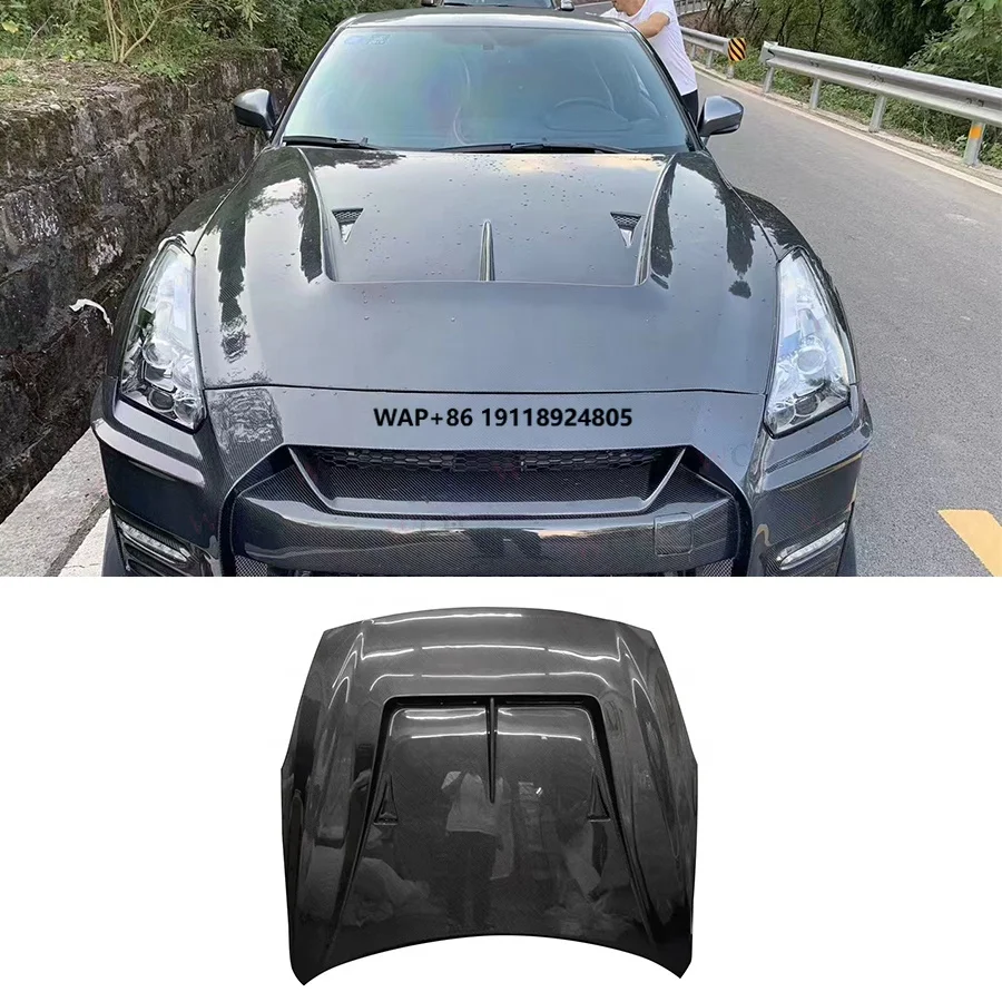 

LB Type 2 Style Carbon Fiber Front Engine Bonnet Hood for GTR R35 2017- 2021 Front Vented Hood Cover Bodykit