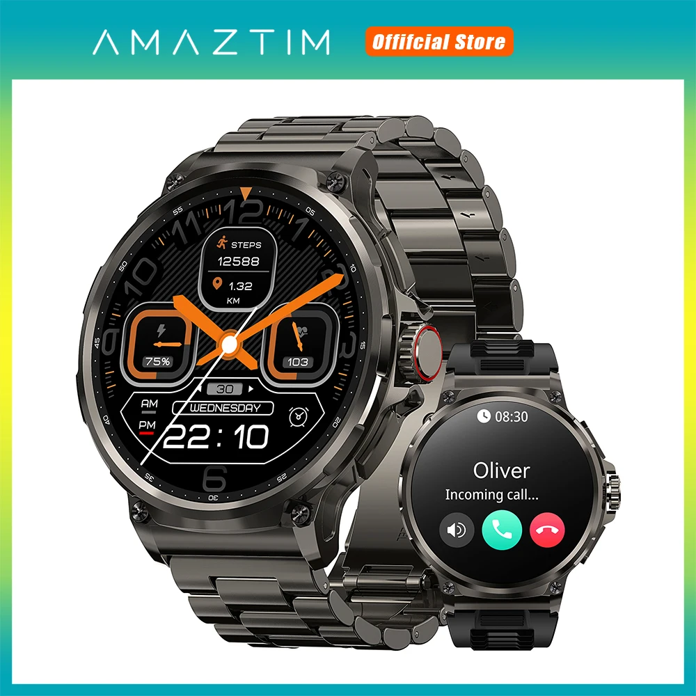 

2024 AMAZTIM POWER 710mAh Smartwatches For Men Long Battery Life 1.85'' Biggest Screen Bluetooth Call Digital Men's Smart Watch