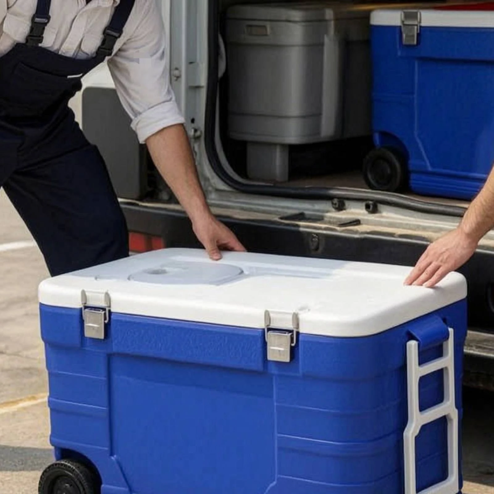 Cooler Box with Ice Pack Hard-Shell Insulated Cooler Insulated Ice Chest Impact Resistant Icebox Easy to Carry for Campers