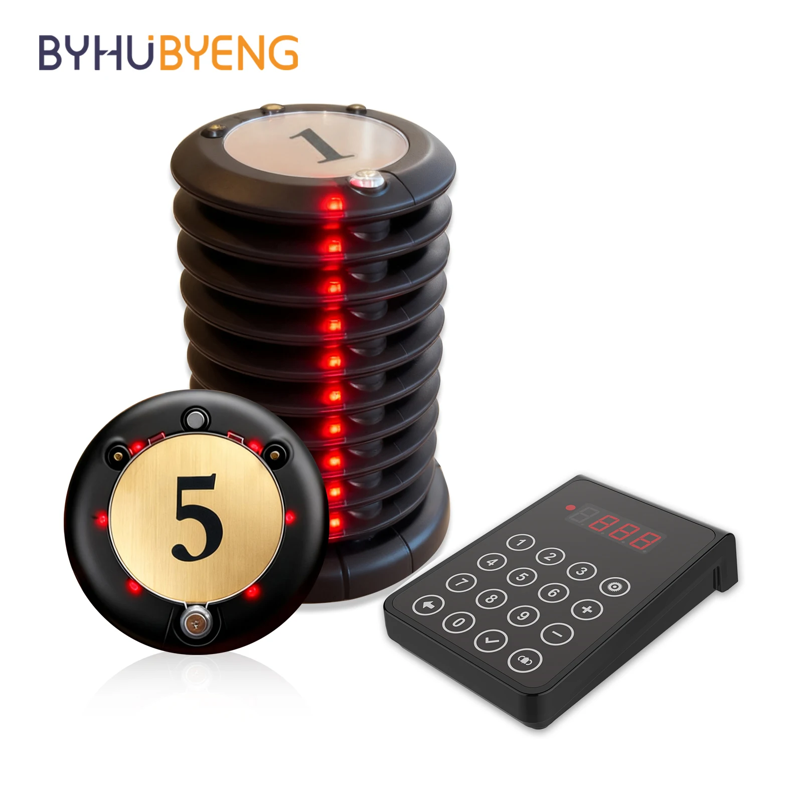 Byhubyeng Wireless Calling Pager System Coaster Pager Vibrating Buzzer Alert Kit for Restaurant Cafe Coffee Shop Food Truck