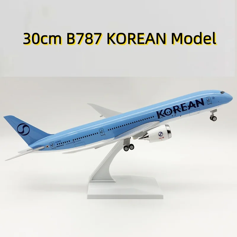 

B787 Korean Airways plane 30CM Aircraft Model Diecast Resin airplane kids toys With Wheel for Adult Enthusiast Display
