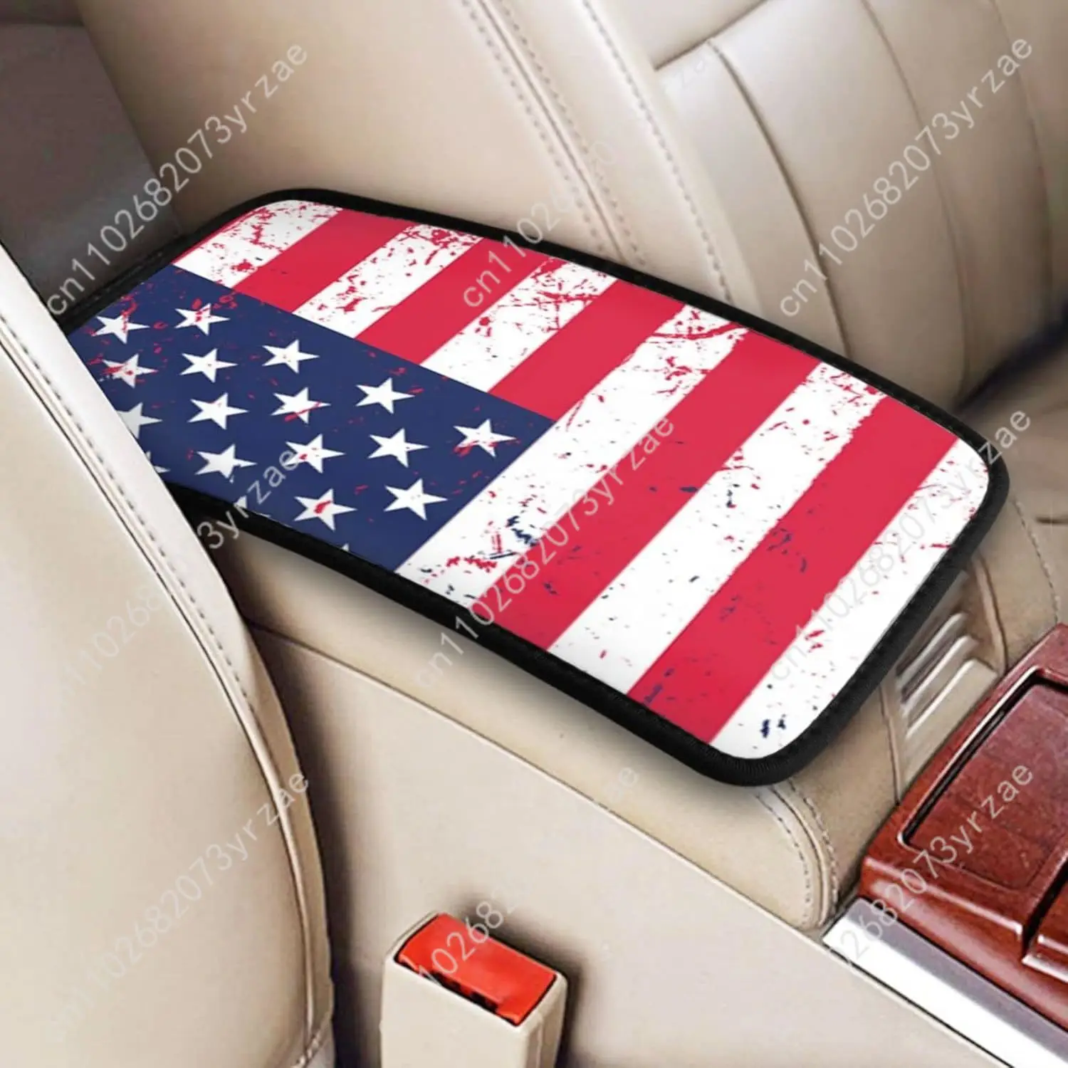 

Bright American Flag Universal Car Armrest Mats High Quality Non-Slip Car Armrest Cover Elastic Straps Car Interior Accessories