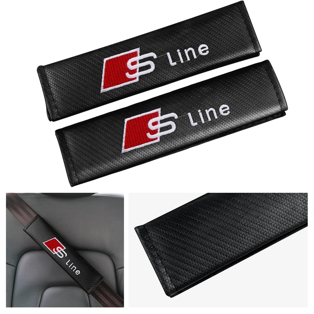 For Audi Sline S3 S4 S5 S6 S7 S8 RS3 RS4 RS5 A4 B8 B6 B9 B7 A3 8P 8V 2pcs Car Seat Belt Cover Shoulder Guard Strap Pad Cushion