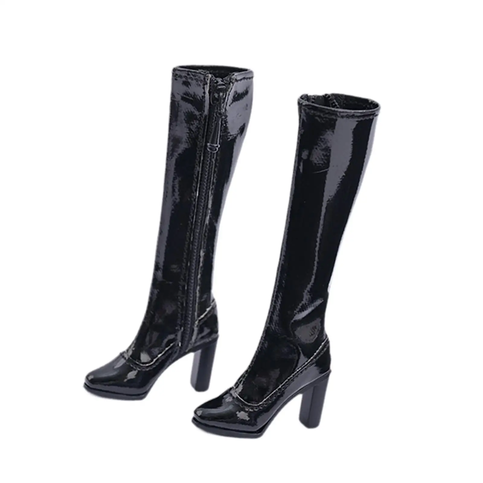 Botas largas hasta la rodilla para mujer, zapatos informales de cuero PU con cremallera lateral, bota de vaquera para muñeca de acción de 12 pulgadas, cuerpo de disfraz, 1/6