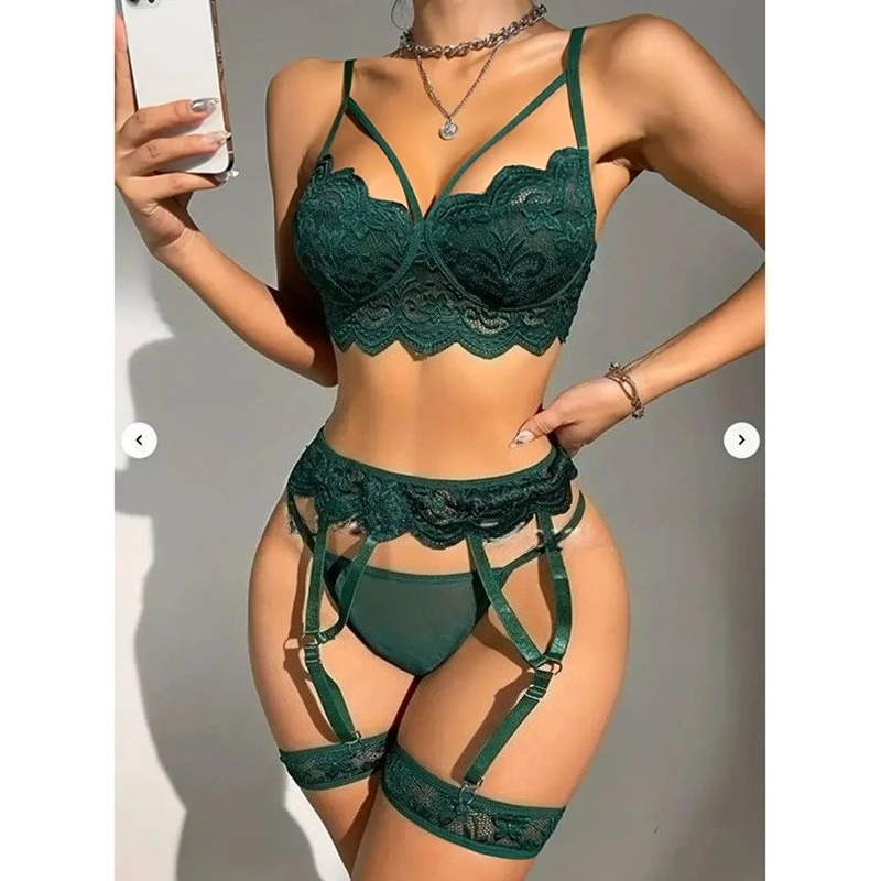 Set reggiseno e slip in pizzo sexy erotico intimo reggiseno trasparente set esotici perizoma sexy donna porno fantasia sensuale lingerie di lusso