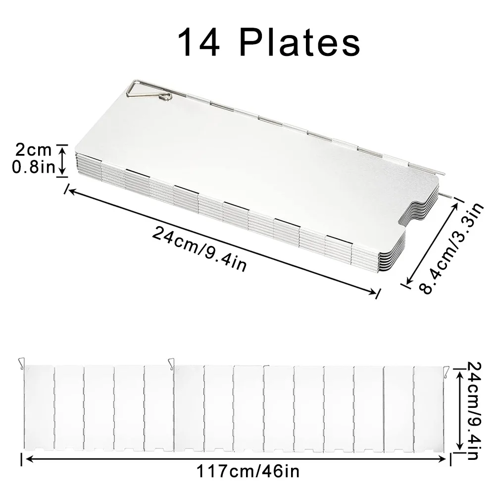 8-teiliger Aluminium-Windschutz für Campingkocher, Windschutz für Outdoor-Camping, Picknick-Kochgerät, Winddichter Schutz