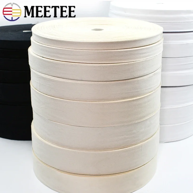 코튼 웨빙 테이프, 가방 벨트 라벨 리본 밴드, DIY 바느질 의류 태그 테이프 바이어스 바인딩 공예, 1PC (90M), 10mm, 15mm, 20mm, 25mm, 30mm, 35mm