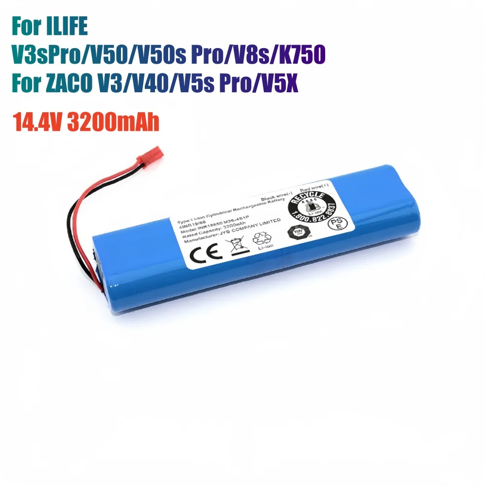 Original 14.4V 3200mAh Li-lion Battery for ILIFE V3s Pro, V5s Pro, V8s, V8 Plus，V80，V80 Max，V80 Pro,V3s Max 18650 PX-B010