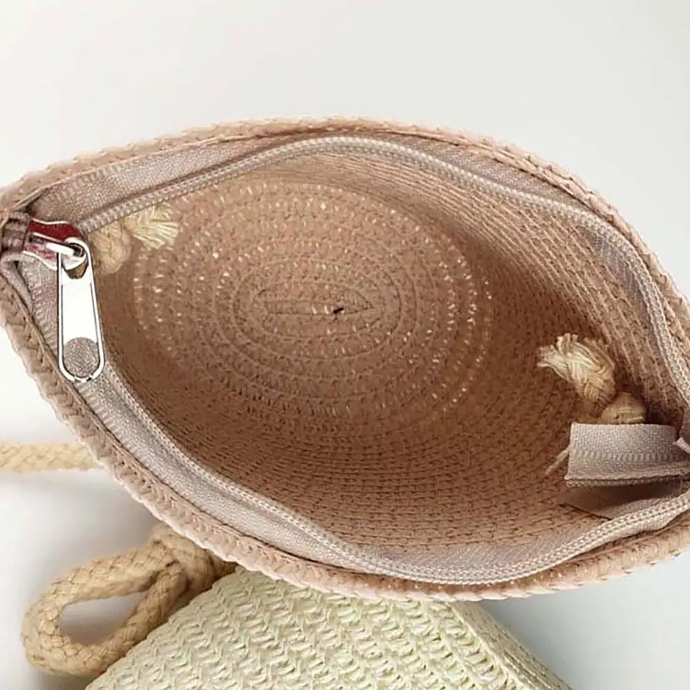 Bolso cruzado de paja para mujer y niña, bandolera Simple de gran capacidad con asa suave, a la moda