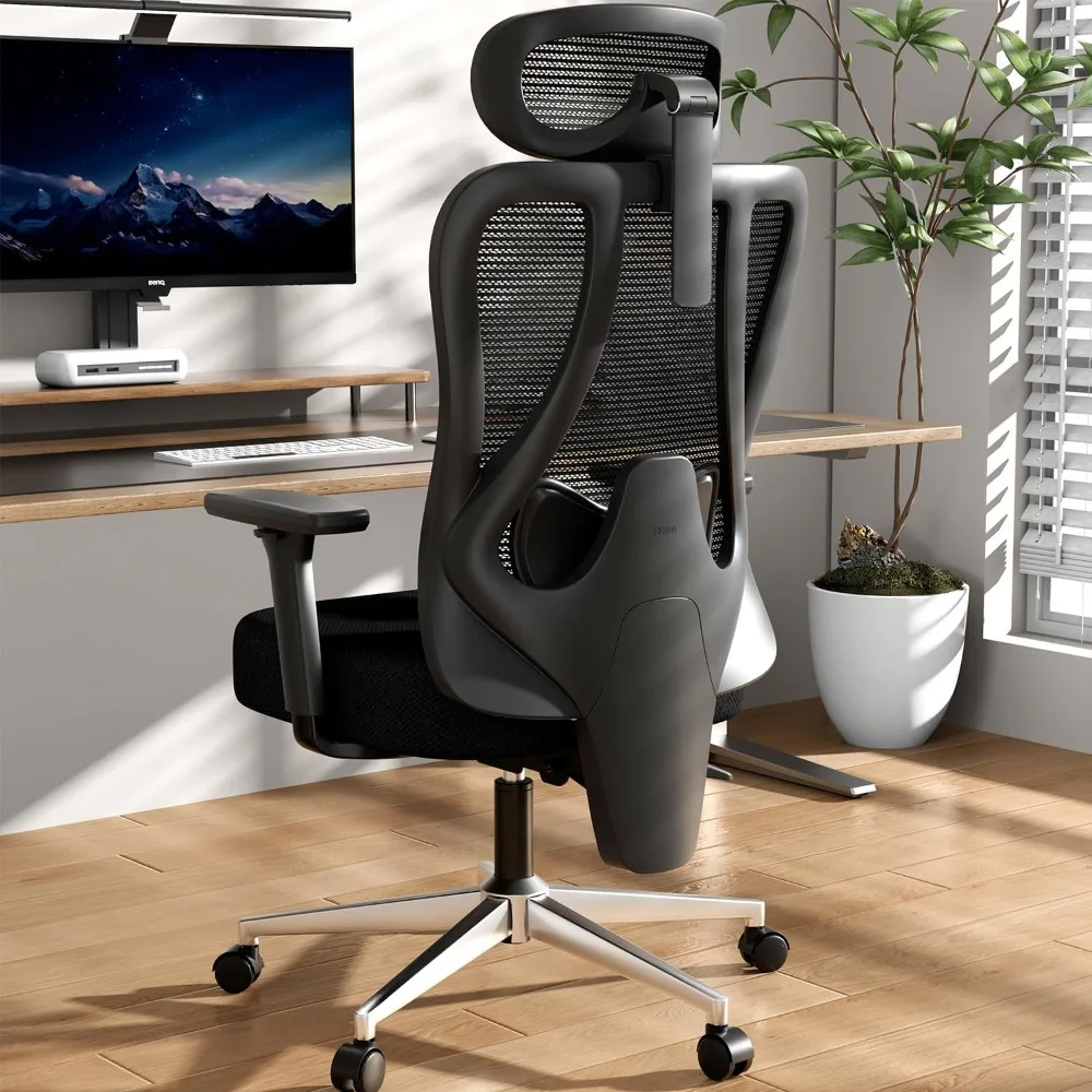 

Ergonomic Office Chair with 2D Adjustable Lumbar Support, with 3D Adjustable Headrest and Armrests, Office Desk Chair