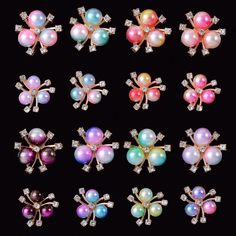 

New Small Mixed Color Pearl Flower Heart Alloy Jewelry Accessories Handmade Materials Card DIY Girl Hair Bowknot Metal