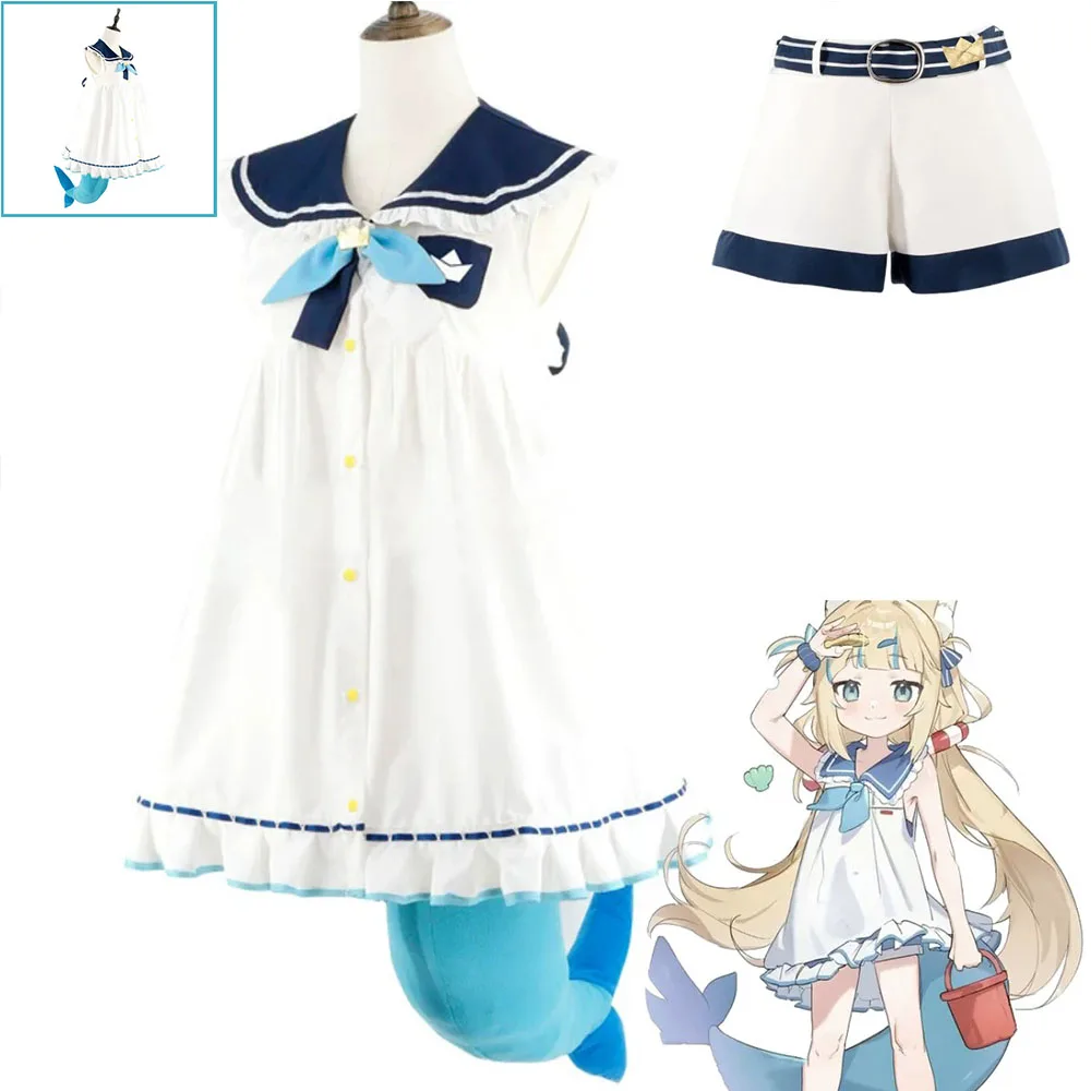 

Virtual YouTuber Gura Reincarnation of Shark Sameko Saba Cosplay Costume Vtuber Hololive Dress Tail Kawaii Carnival Party Suit