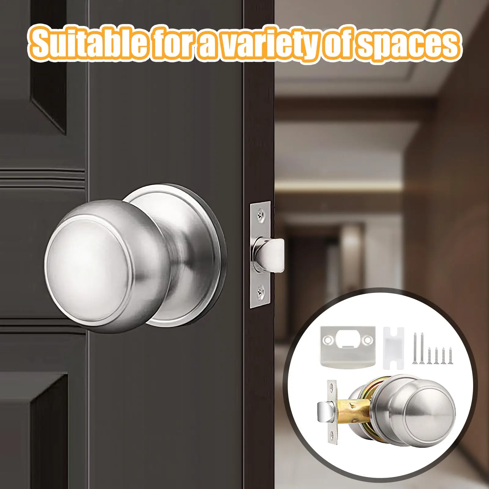 Exterior Door Lock Set Exterior Door Handles Keyless Hardware With Screw Latch Plate For Outside Inside School Home Security