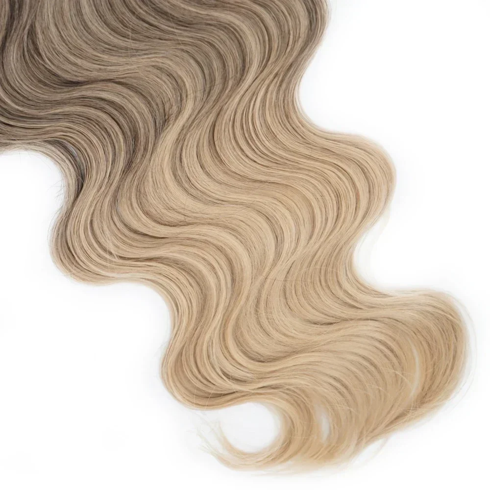 Body Wave syntetyczny Twist szydełkowy 24 Cal wiązki szydełkowe warkocze kręcone przedłużki Ombre blond plecionka szydełkowe włosy 180g