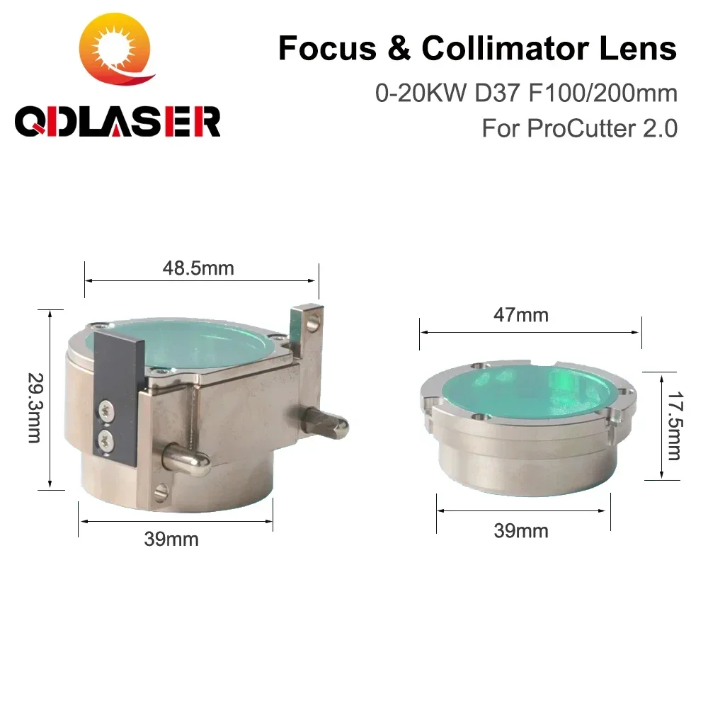 QDLASER Fiber laser focus lens Collimator Lens D37 F100  200mm For ProCutter 2.0 Fiber Laser Cutting Head Asphercial  Lens