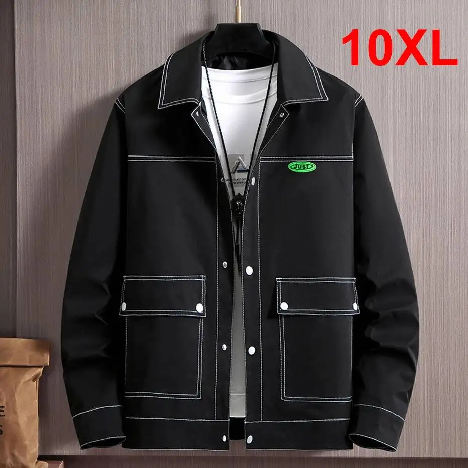

Plus Men Big Size Coat Autumn Spring Jackets Coats Line Design Fashion Causal Loose Jacket