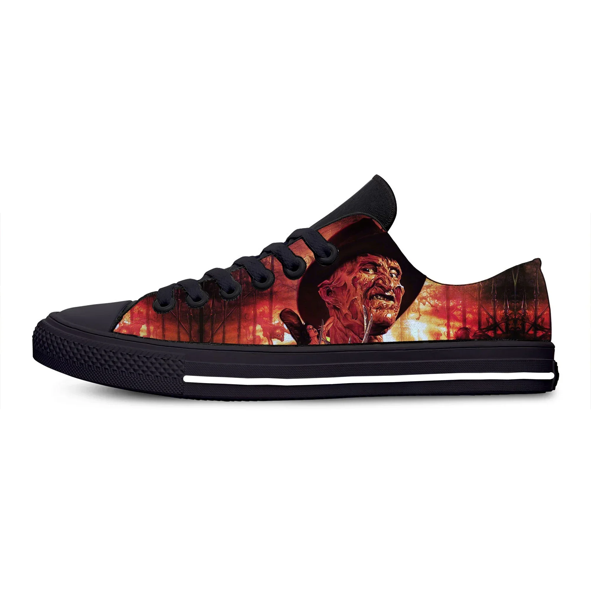 Kruege Horror Scary Halloween Sneakers para homens e mulheres, sapatos de pano casuais, leves, respiráveis, top baixo, legal, fashion, Freddy